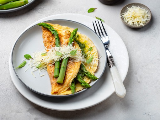 Omelett mit Spinat und Spargel